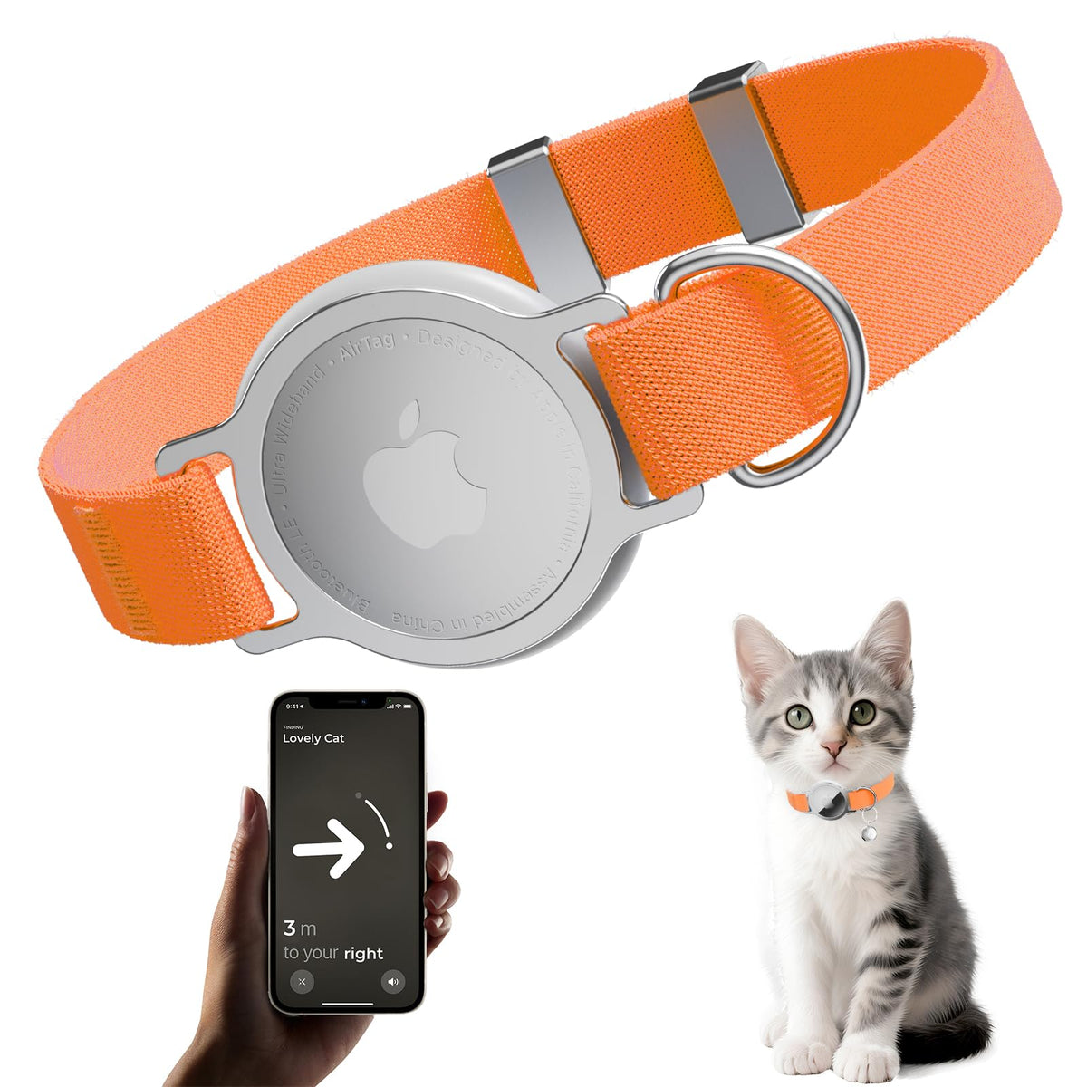AirTag Cat Collar, Elastic Tracker Collar with Airtag Holder and Bell