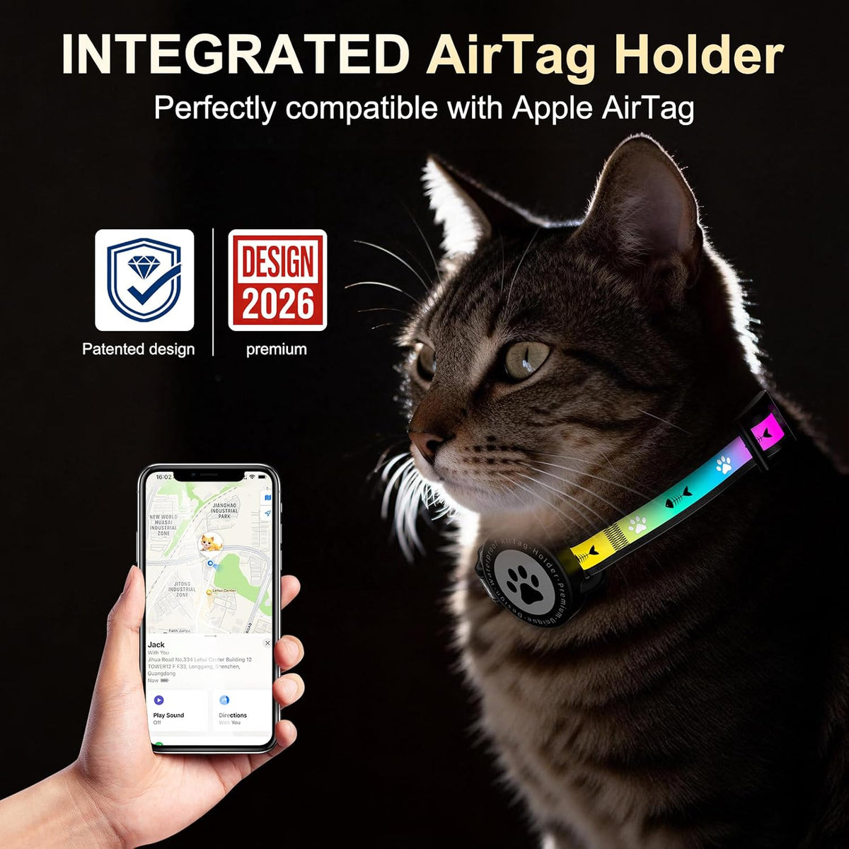 AirTag Cat Collars, Reflective Collar Compatible with Apple Air Tag