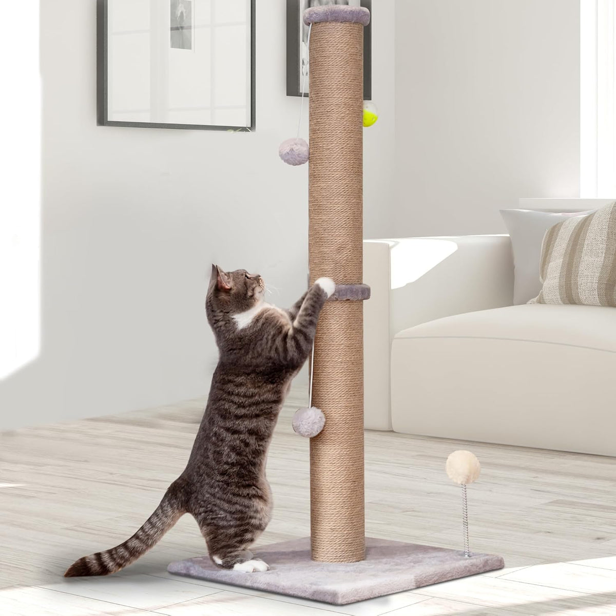 36'' Tall Cat Scratching Post for Indoor Cats with Sisal Post & Plush Toys