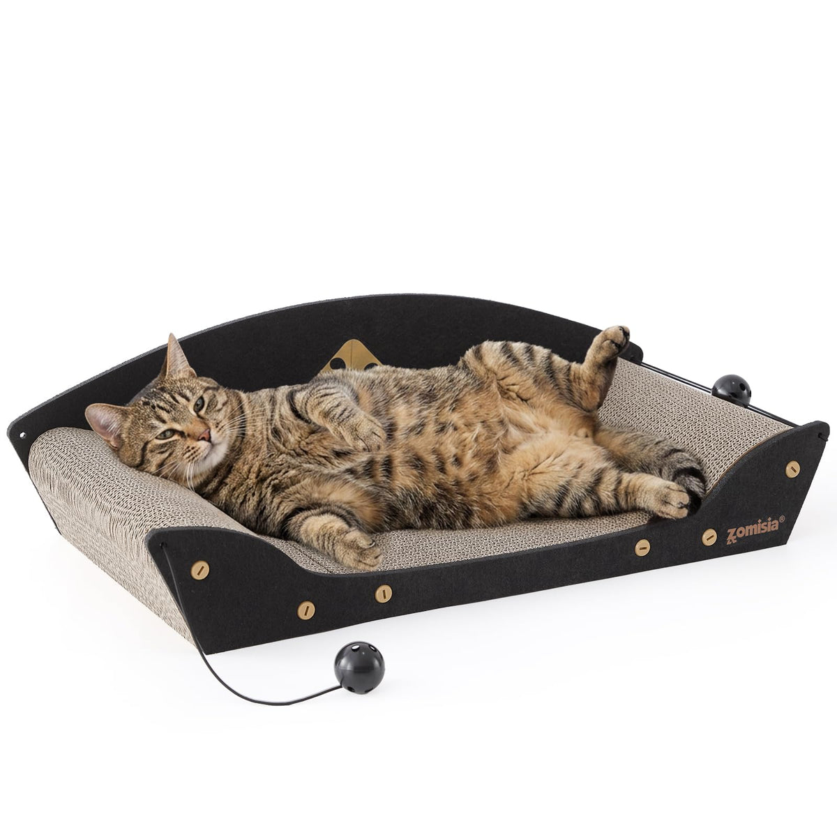 ZOMISIA 26'' Cardboard Cat Scratcher Bed for Indoor Cats, 1PC, Brown