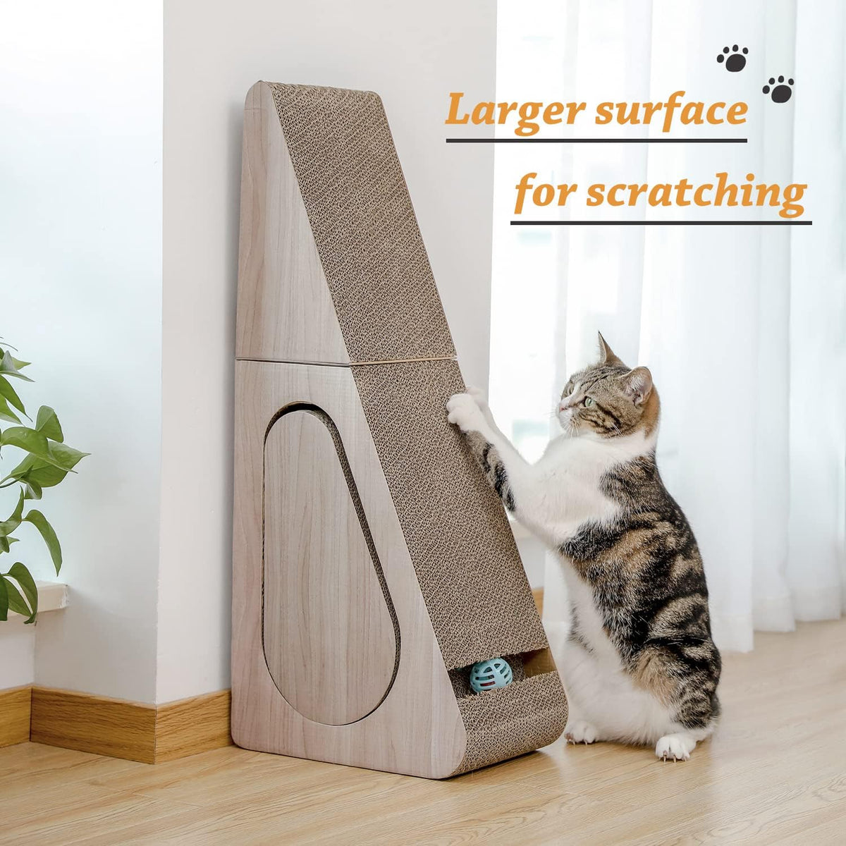 PAWZ Road 28.3" Cardboard Cat Scratcher Triangle 2 in 1 Cat Scratching Ramp