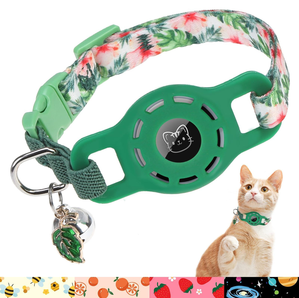 BINGPET AirTag Cat Collar Breakaway, Collar with Airtag Holder and Bell