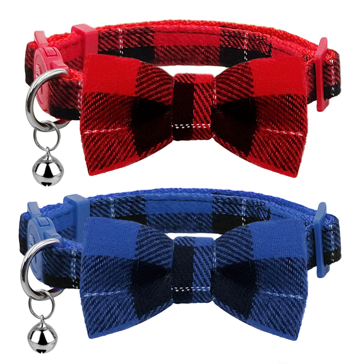 azuza 2 Pack Halloween Cat Collars with Bell, Pumpkin Spider Bowtie Design