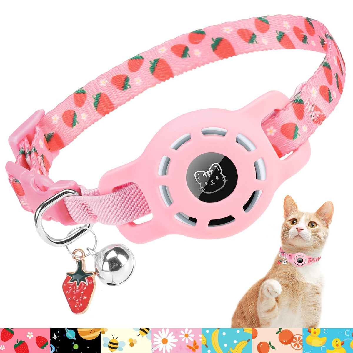 BINGPET AirTag Cat Collar Breakaway, Collar with Airtag Holder and Bell