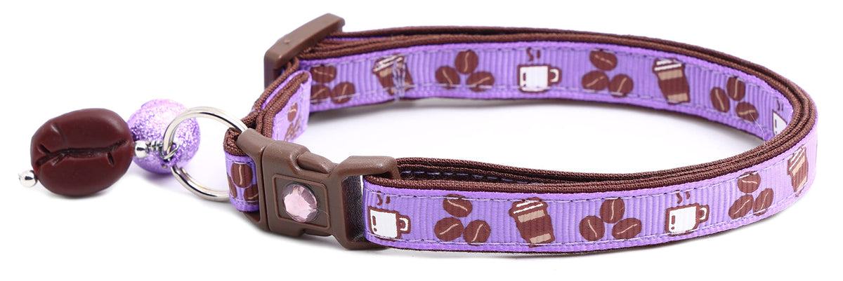 Coffee Cat Collar with Bell | Safety Breakaway Collar | Adjustable Large Size or Kitten (Small(10lbs & Less), Pink)