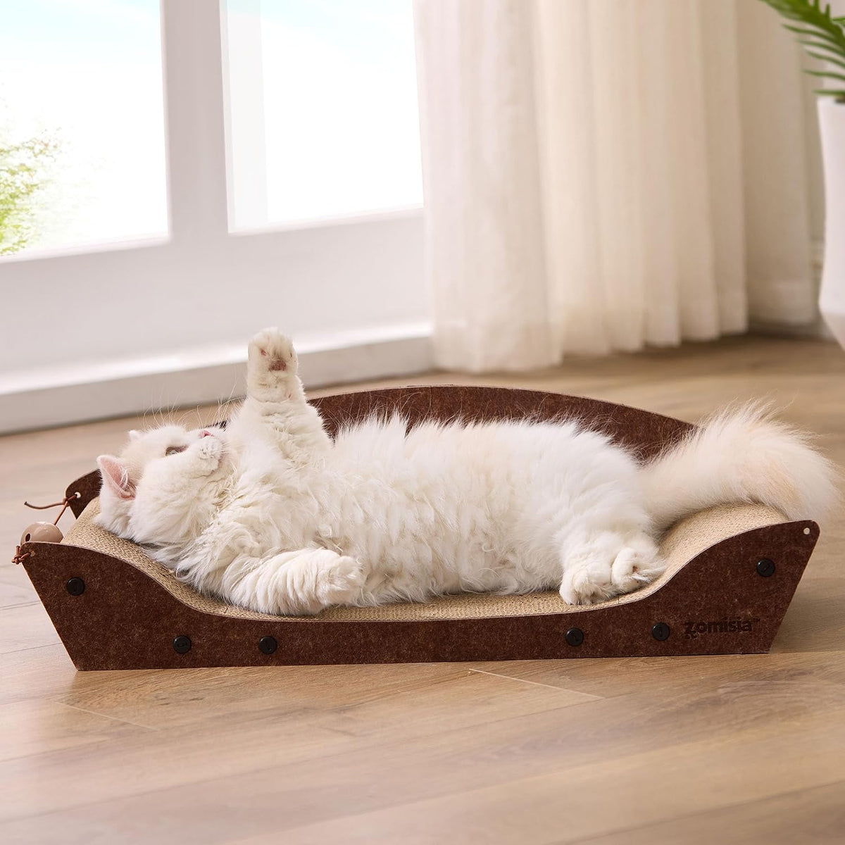 ZOMISIA 26'' Cardboard Cat Scratcher Bed for Indoor Cats, 1PC, Brown