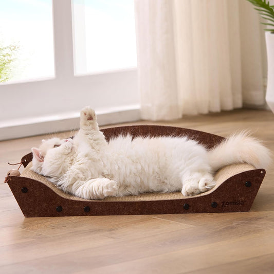 ZOMISIA 26'' Cardboard Cat Scratcher Bed for Indoor Cats, 1PC, Brown