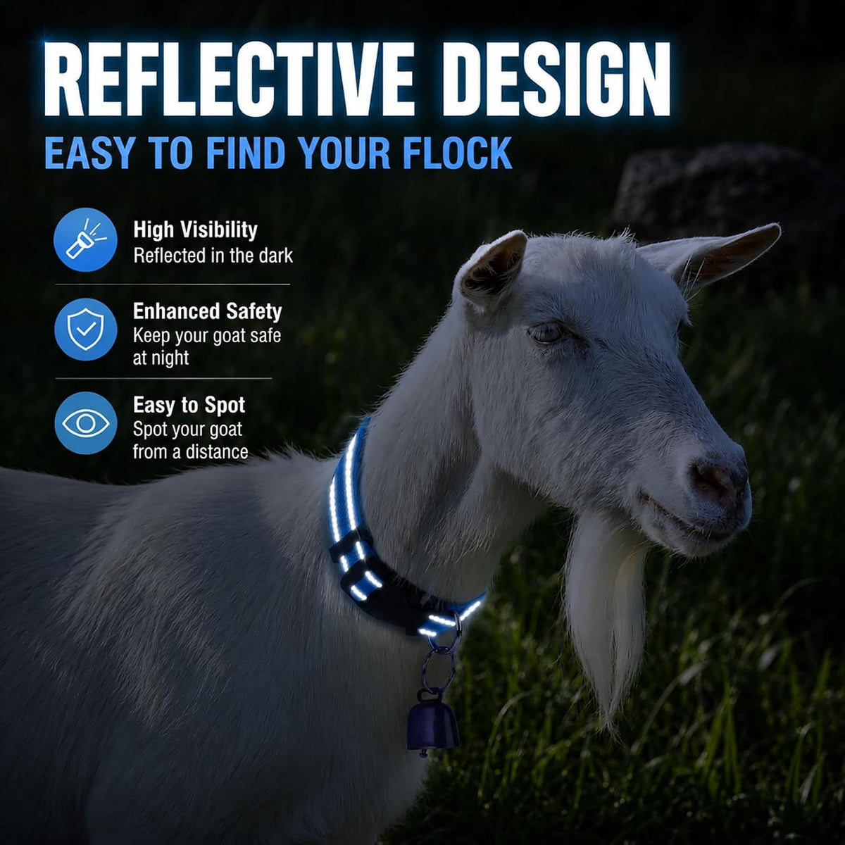 5 Pack Reflective Goat Collars with Bells, Anti-Lost Pet Collar