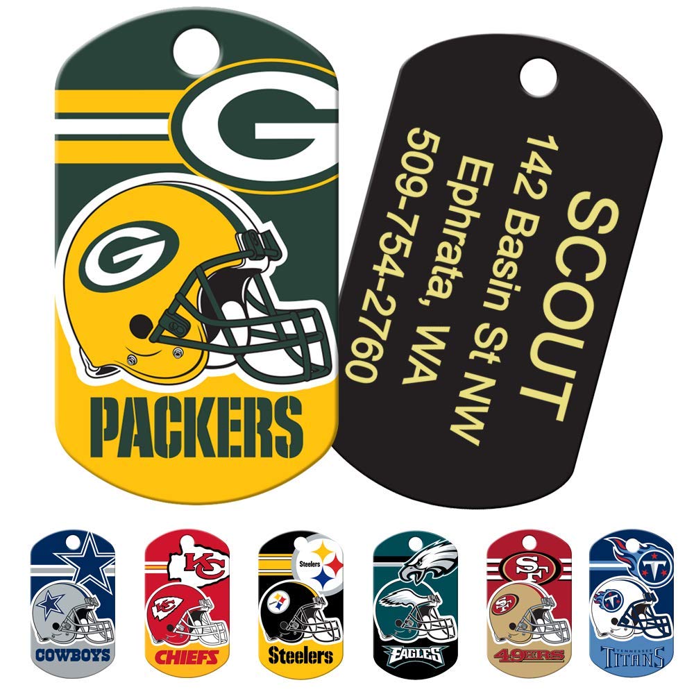GoTags Personalized NFL Dog Tags, Custom Engraved Pet ID Tag, Oakland Raiders, Military Shape