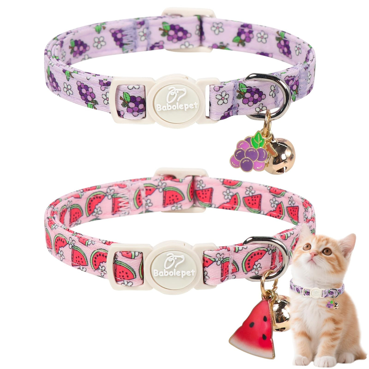 2 Pack Christmas Cat Collars - Breakaway Cat Collar with Bell, Christmas Tree and Reindeer Pendant, Winter Adjustable Kitten Collars for Girl Boy Cats, Pink Santa &Fair Isle