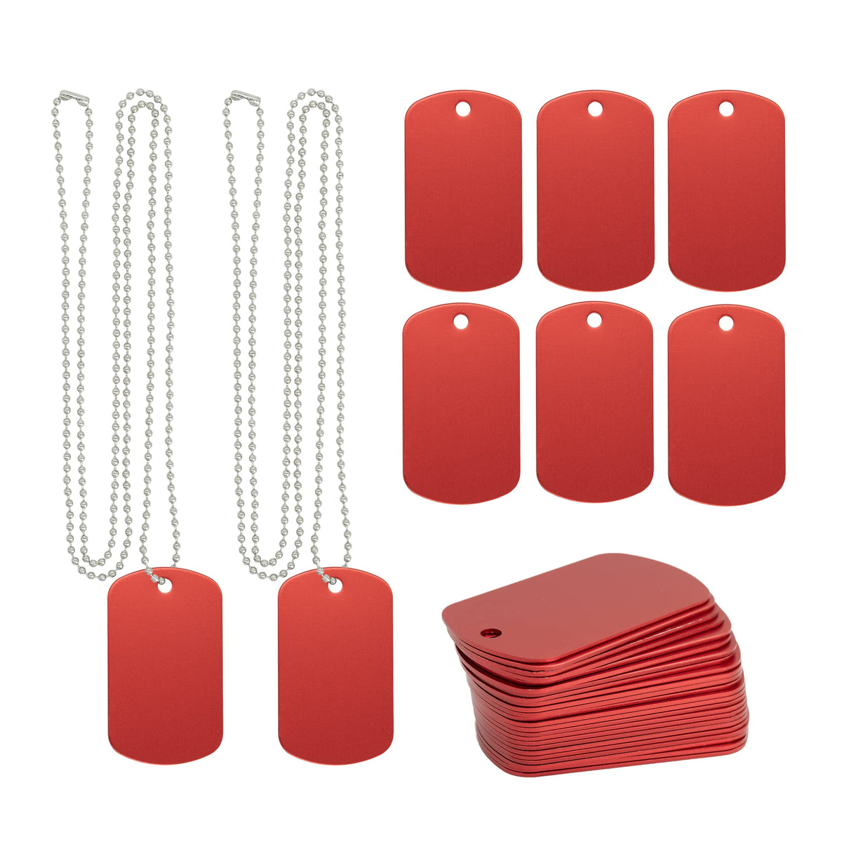 Aluminum Blank Tags Stamping Blanks Dog Metal Tags Engraving Blanks with Necklace Chain 25 Set (Blue)