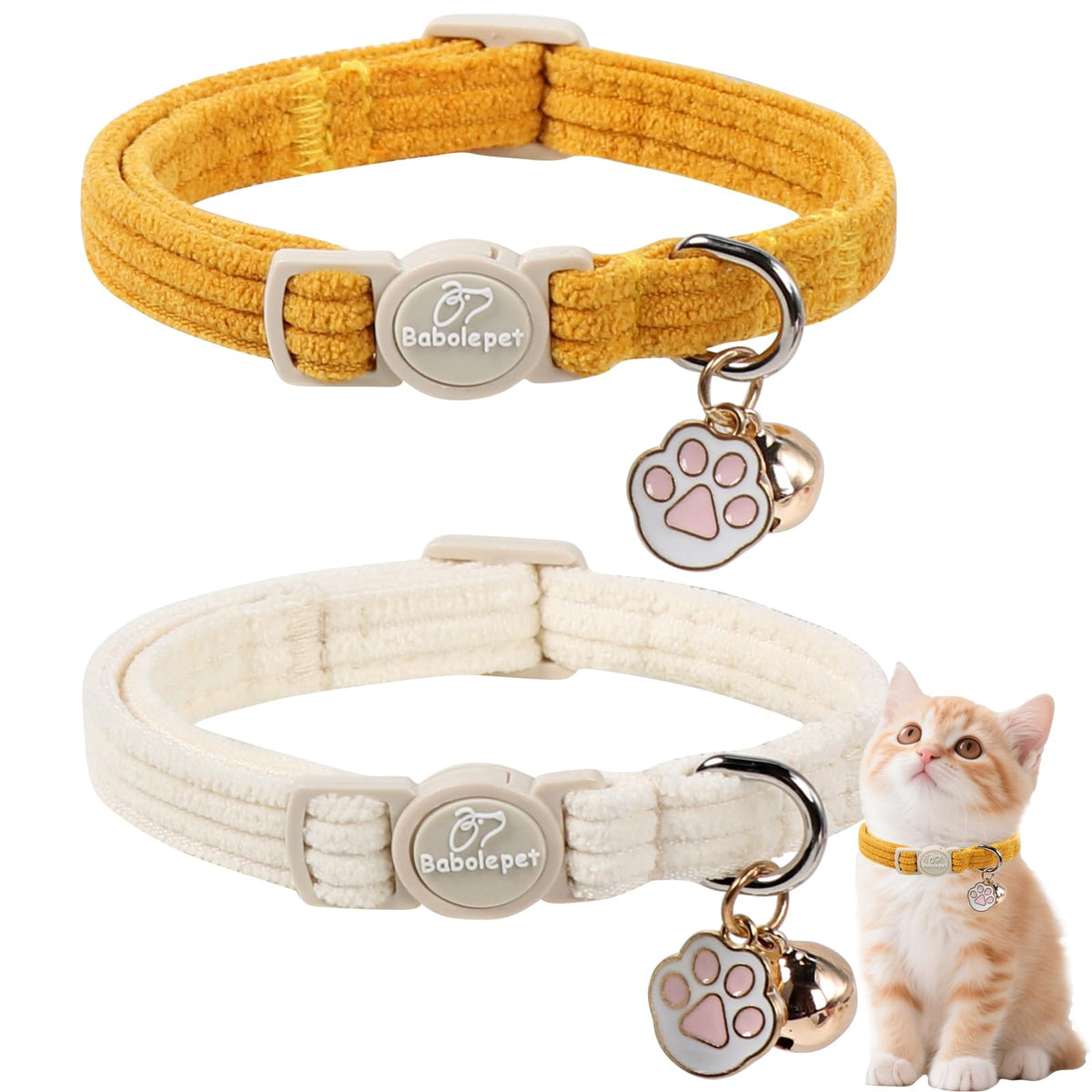 2 Pack Christmas Cat Collars - Breakaway Cat Collar with Bell, Christmas Tree and Reindeer Pendant, Winter Adjustable Kitten Collars for Girl Boy Cats, Pink Santa &Fair Isle
