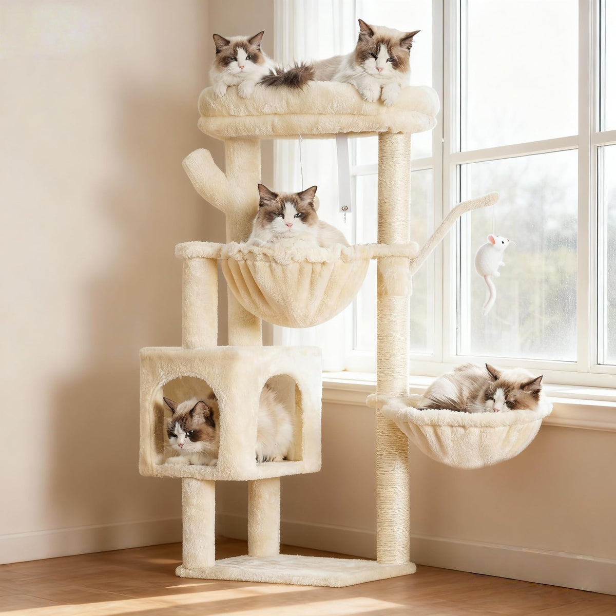 Heybly Cat Tree, 40" Tower with All-Sisal Wrapped Scratching Post HCT006SW