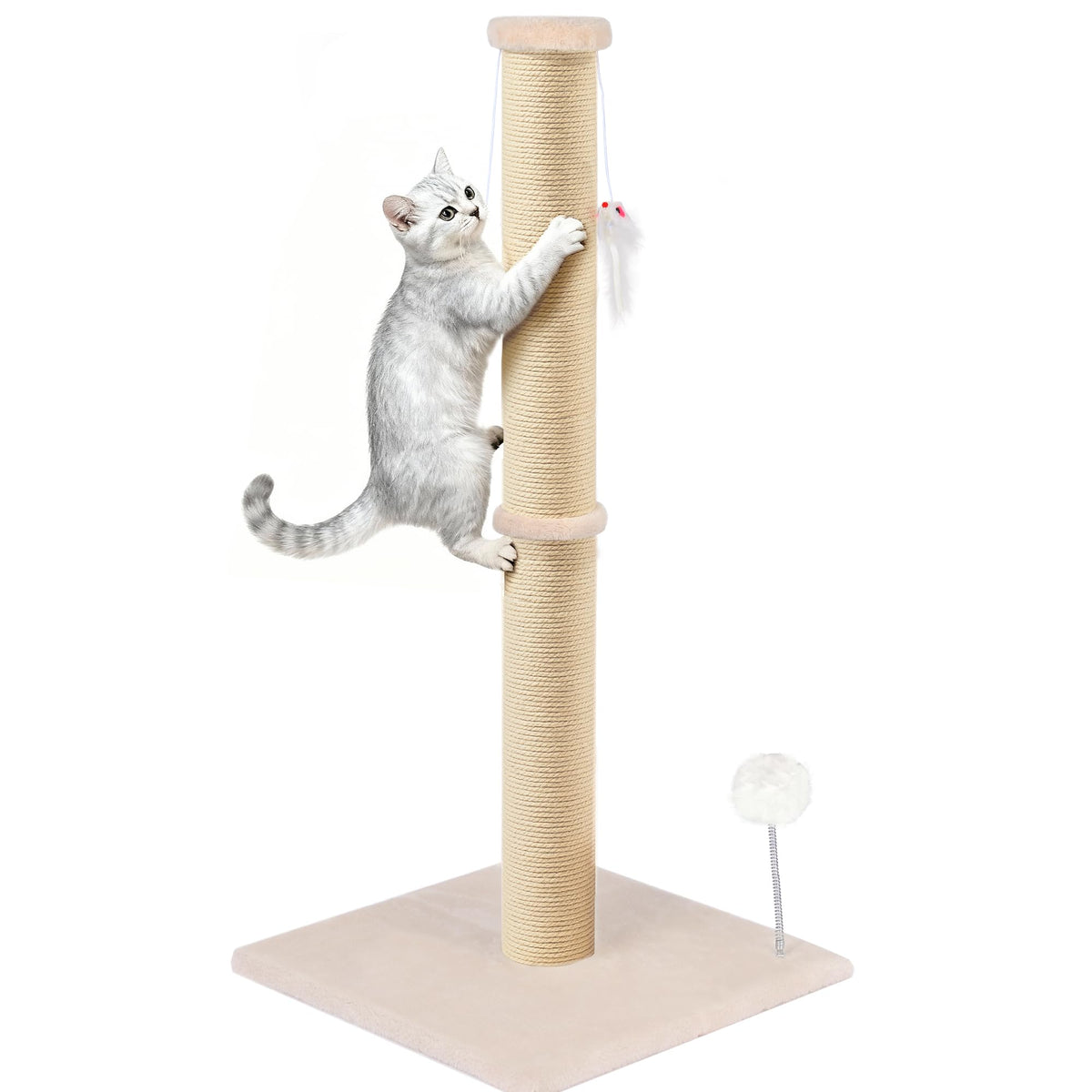 36'' Tall Cat Scratching Post for Indoor Cats with Sisal Post & Plush Toys
