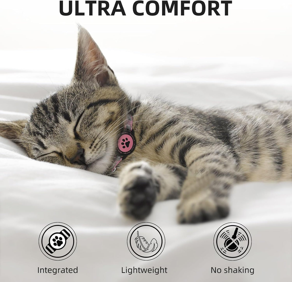 Waterproof Airtag Cat Collar, Breakaway Cat Airtag Collar with Bell