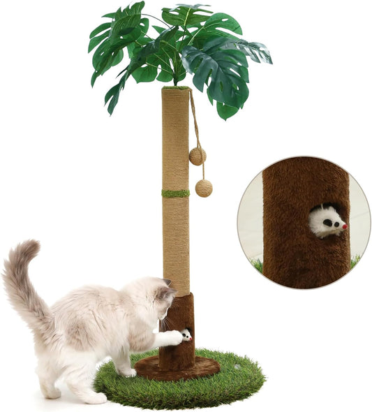 Woochpet 35" inch Cat Scratching Post,sisal cat Scratcher Tree with Leaves