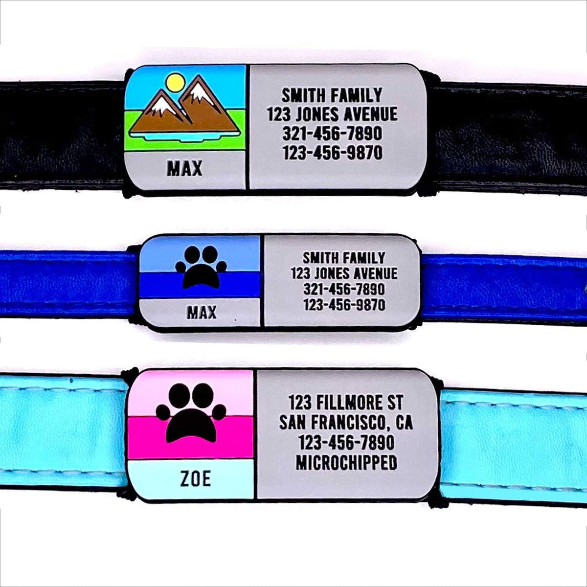 LYP Soundless Slide-On Collar Dog ID Tag - Designer Deep Engraved Silicone – Engraving Will Last - Pet ID Tags, Dog Tags, Cat Tags (Mountain, Medium)