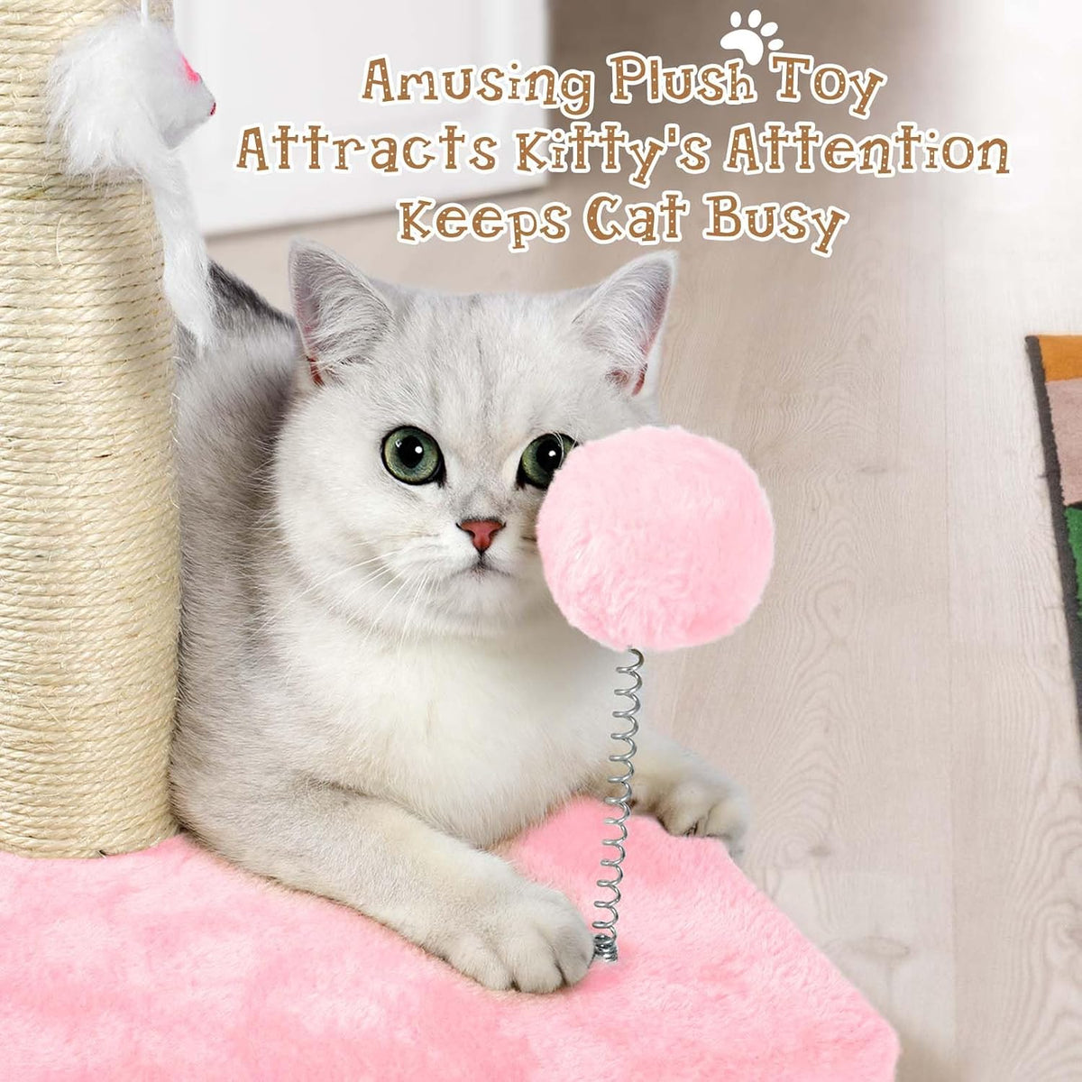 ANWA 32" Tall Sisal Cat Scratching Posts Tree for Indoor Cats Adults, Pink