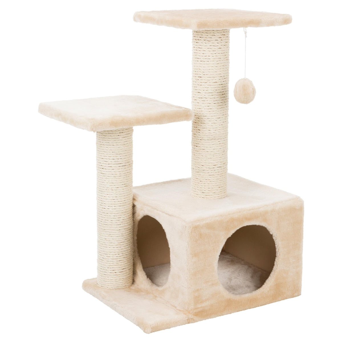 Trixie Valencia Scratching Post – Cat Tower with Sisal Posts, Condo & Dangling Toy – Compact Cat Furniture for Indoor Cats – Gray, 17.3" x 13" x 28"