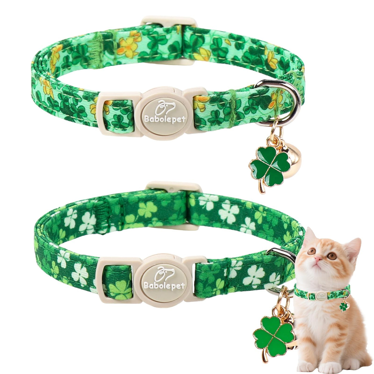 2 Pack Christmas Cat Collars - Breakaway Cat Collar with Bell, Christmas Tree and Reindeer Pendant, Winter Adjustable Kitten Collars for Girl Boy Cats, Pink Santa &Fair Isle