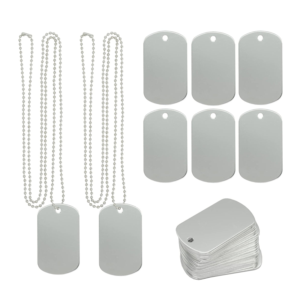 Aluminum Blank Tags Stamping Blanks Dog Metal Tags Engraving Blanks with Necklace Chain 25 Set (Blue)