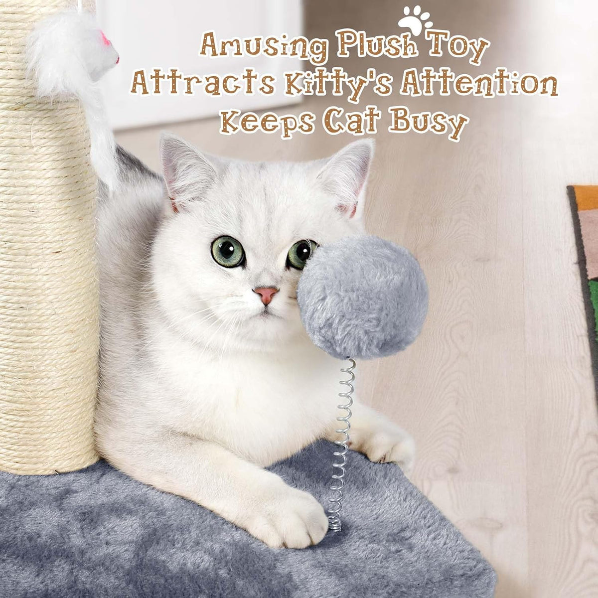 ANWA 32" Tall Sisal Cat Scratching Posts Tree for Indoor Cats Adults, Gray