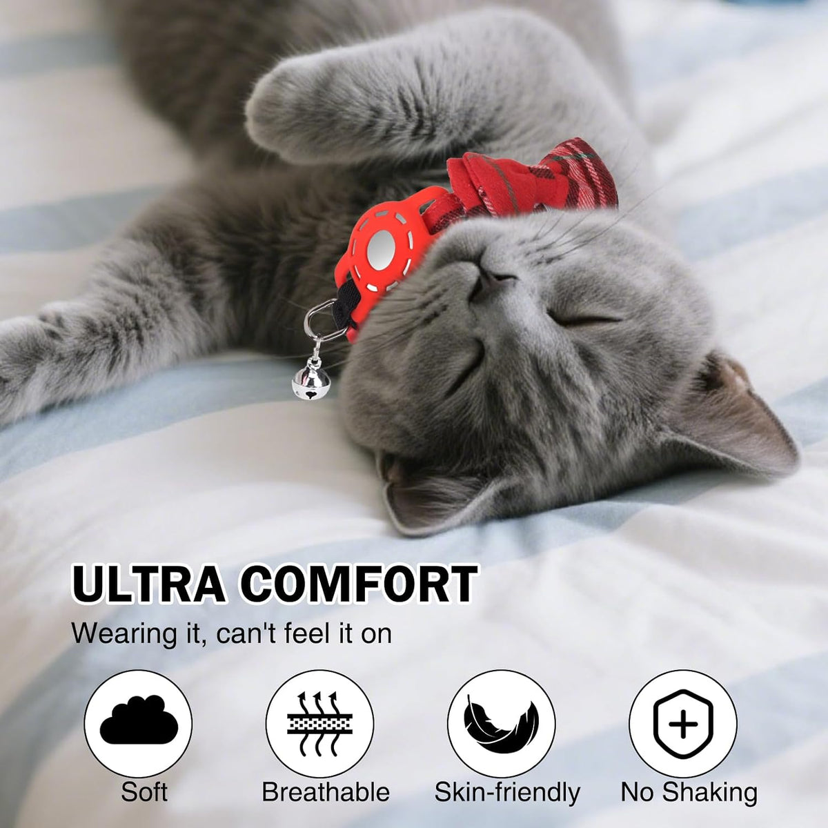 Airtag Cat Collar Breakaway, Bow Tie Collar with Airtag Holder