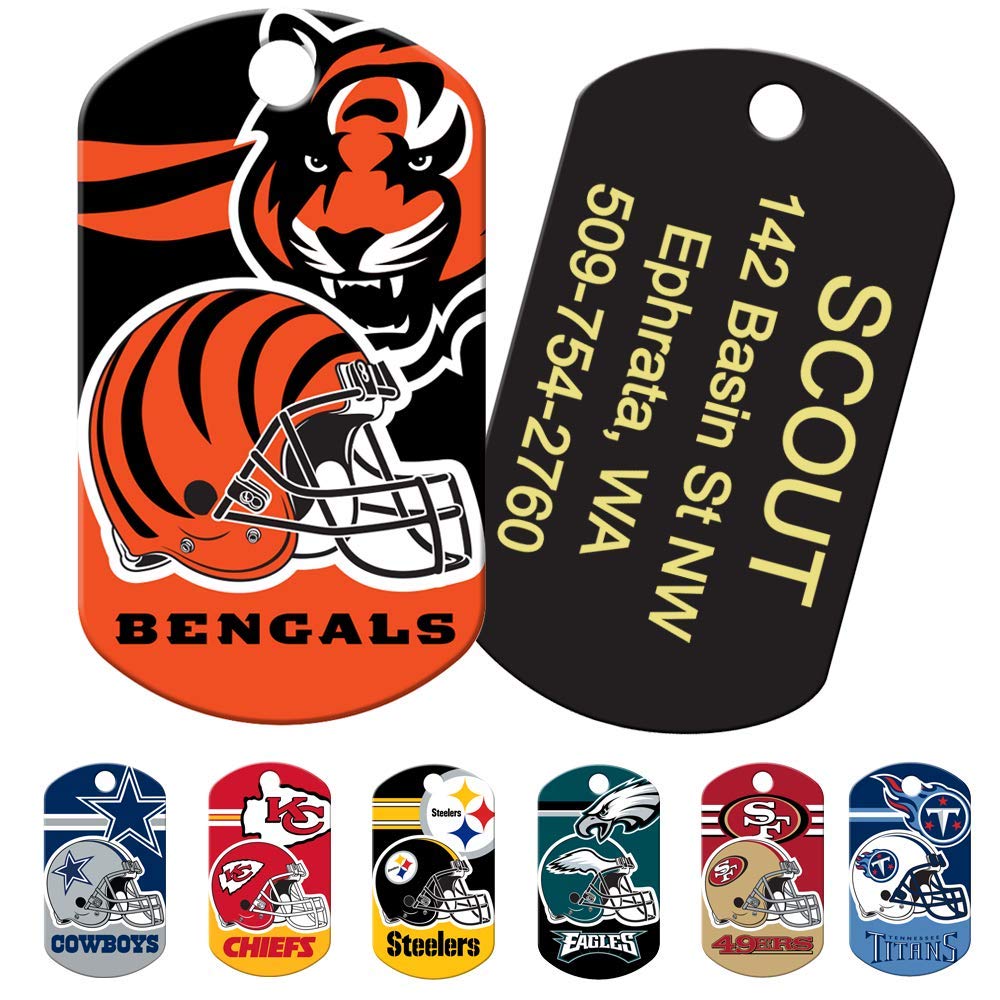 GoTags Personalized NFL Dog Tags, Custom Engraved Pet ID Tag, Oakland Raiders, Military Shape