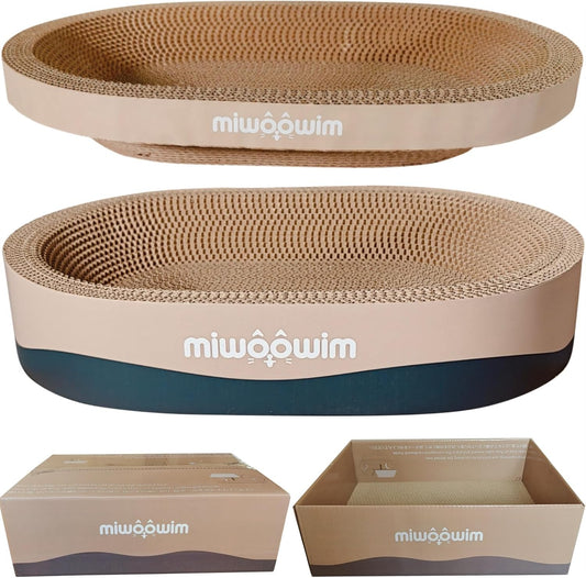 miwoowim 3-Piece Cat Scratcher Set, Oval Bowl Nest for Indoor Cats