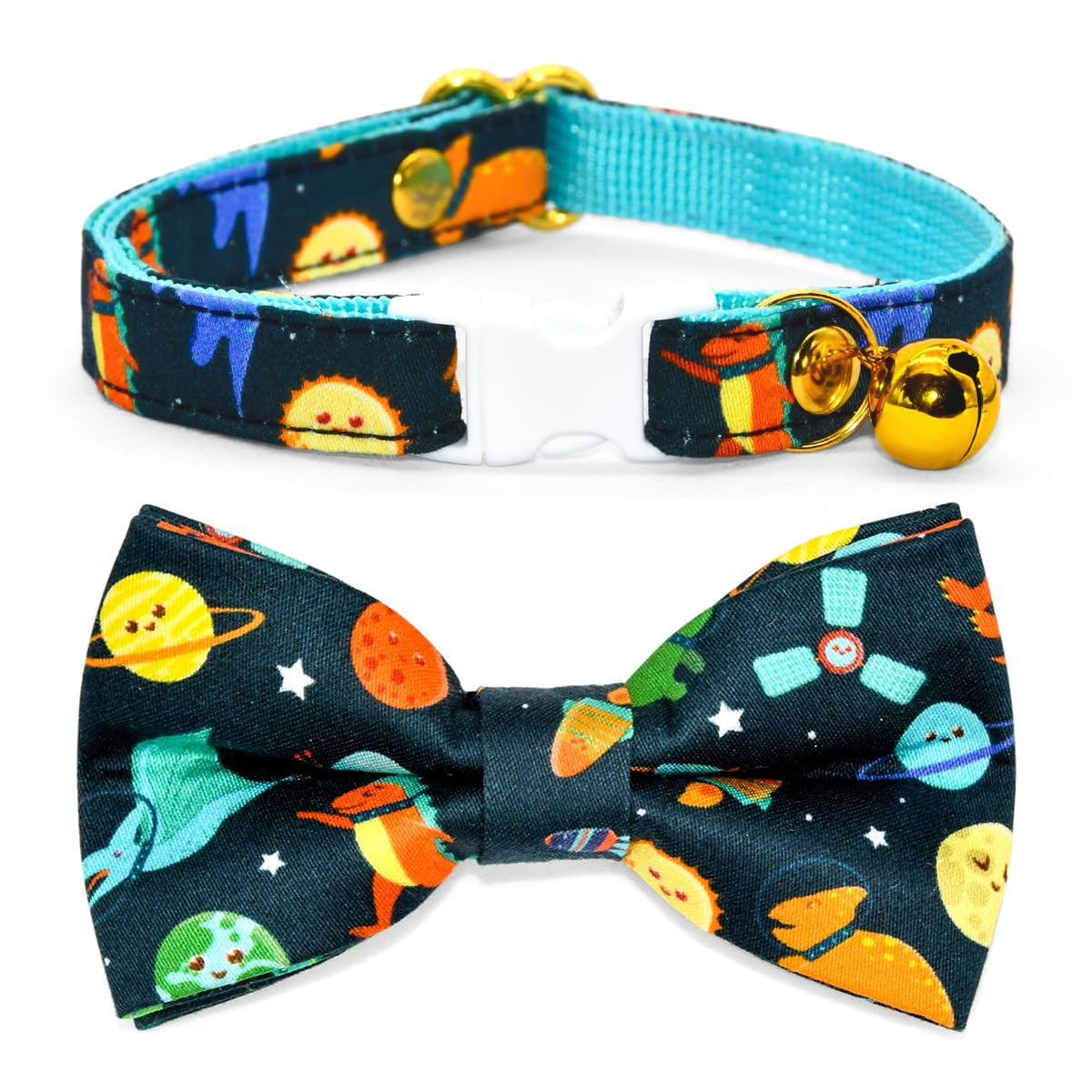 Cheese Cat Bow Tie Collar, Blue & Yellow Cheese Pattern, Wedding/Birthday/Festivals Cat Collar, Quick Release Safety Breakaway Collar