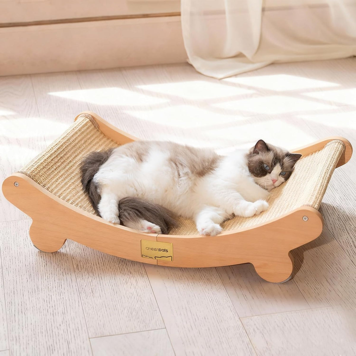 CHEERHOME PETS Sisal Cat Scratcher Bed Indoor Wooden Cat Furniture (Large)