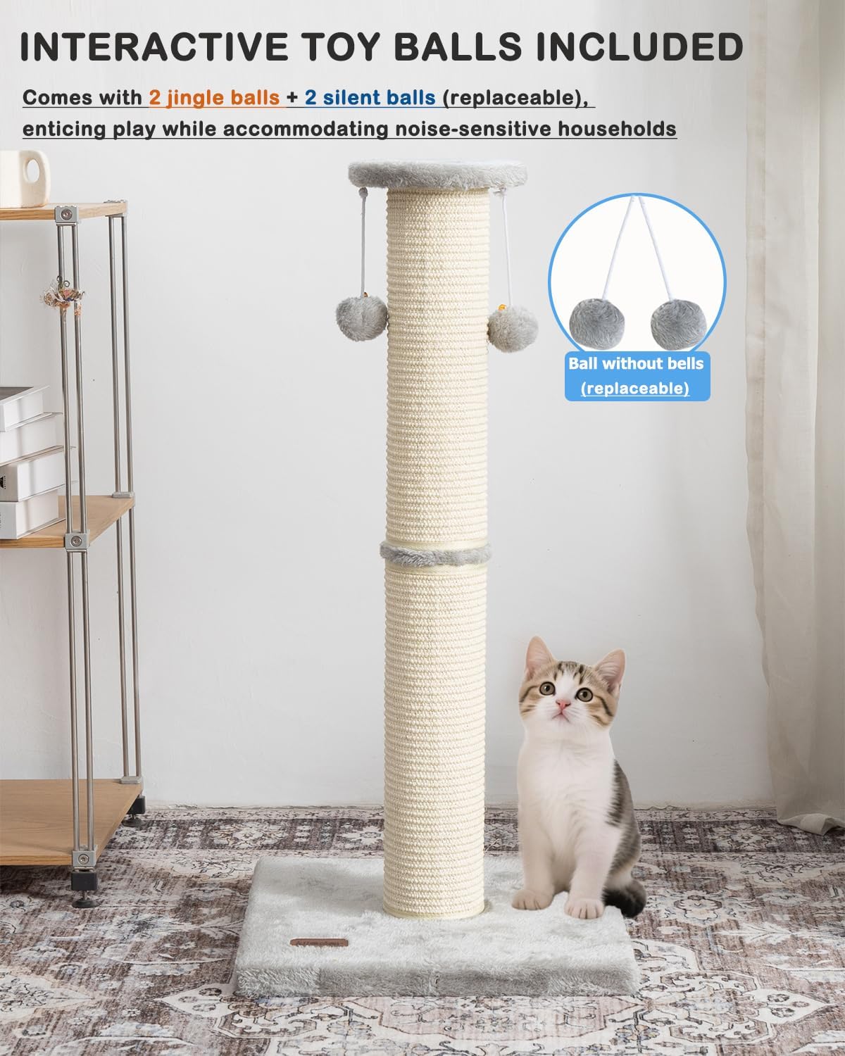 34" Cat Scratching Post with Replaceable Sisal Scratcher