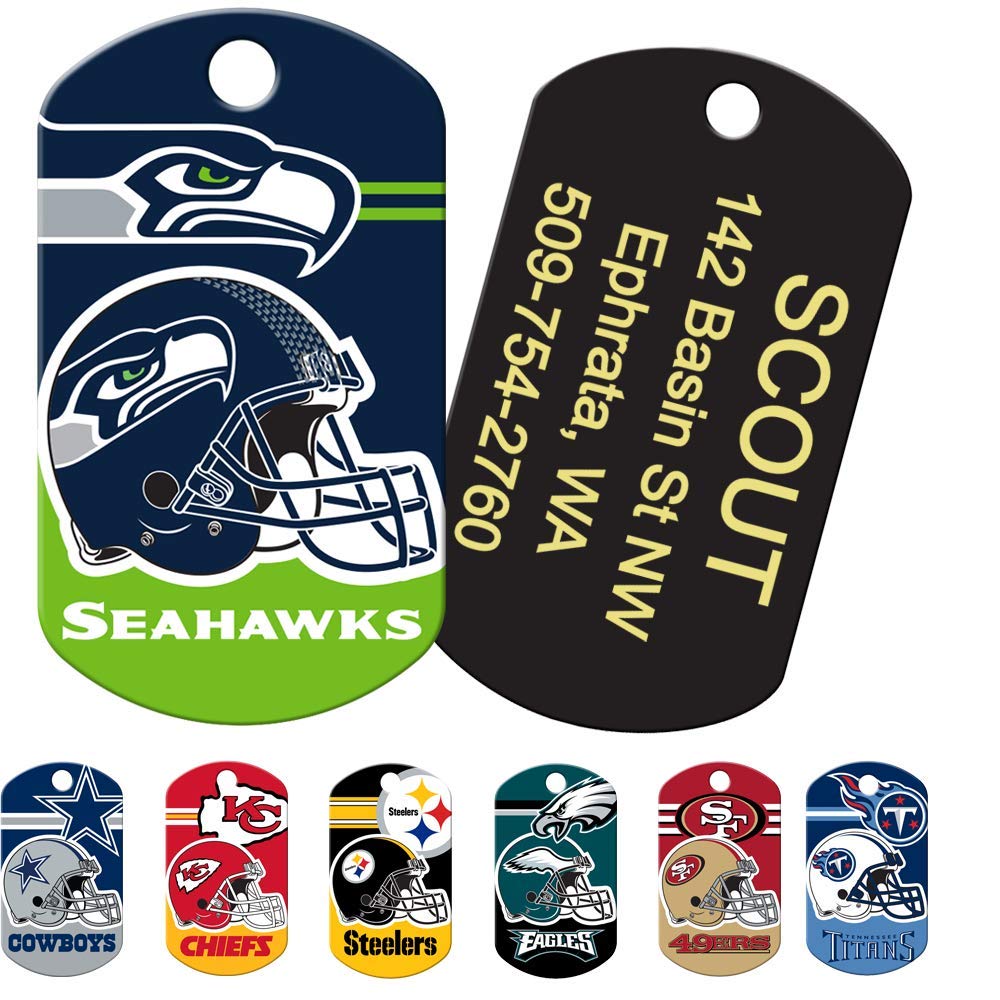 GoTags Personalized NFL Dog Tags, Custom Engraved Pet ID Tag, Oakland Raiders, Military Shape