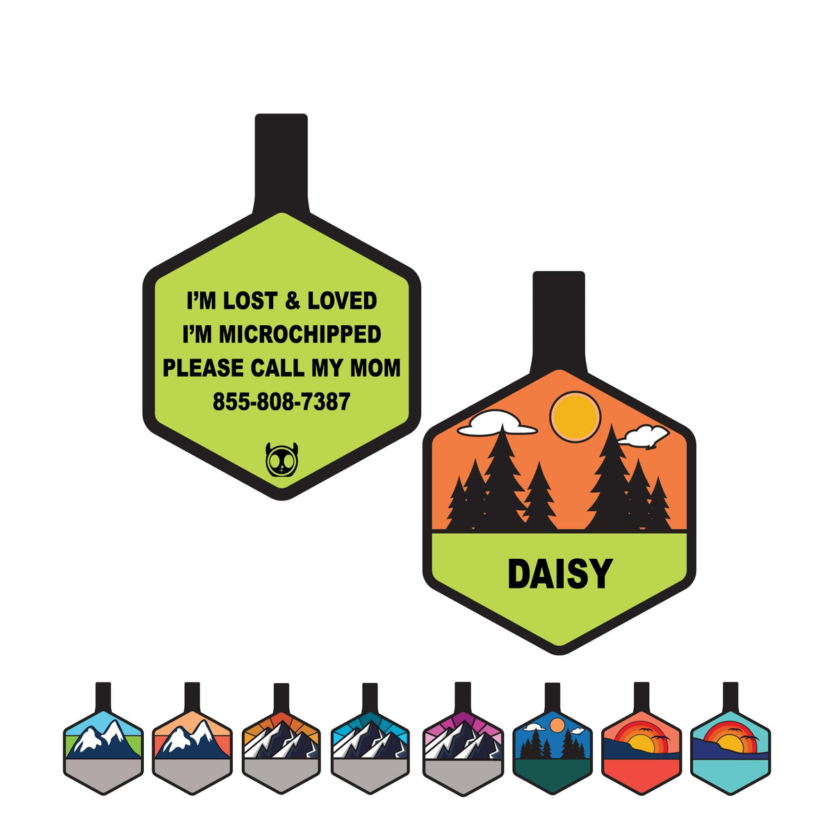 Silent Dog Tag Personalized with 5 Lines of Custom Deep Engraved Durable Soundless Silicone Pet ID Name Tag Hexagon Sunset Orange