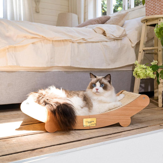 CHEERHOME PETS Sisal Cat Scratcher Bed Indoor Wooden Cat Furniture (Large)