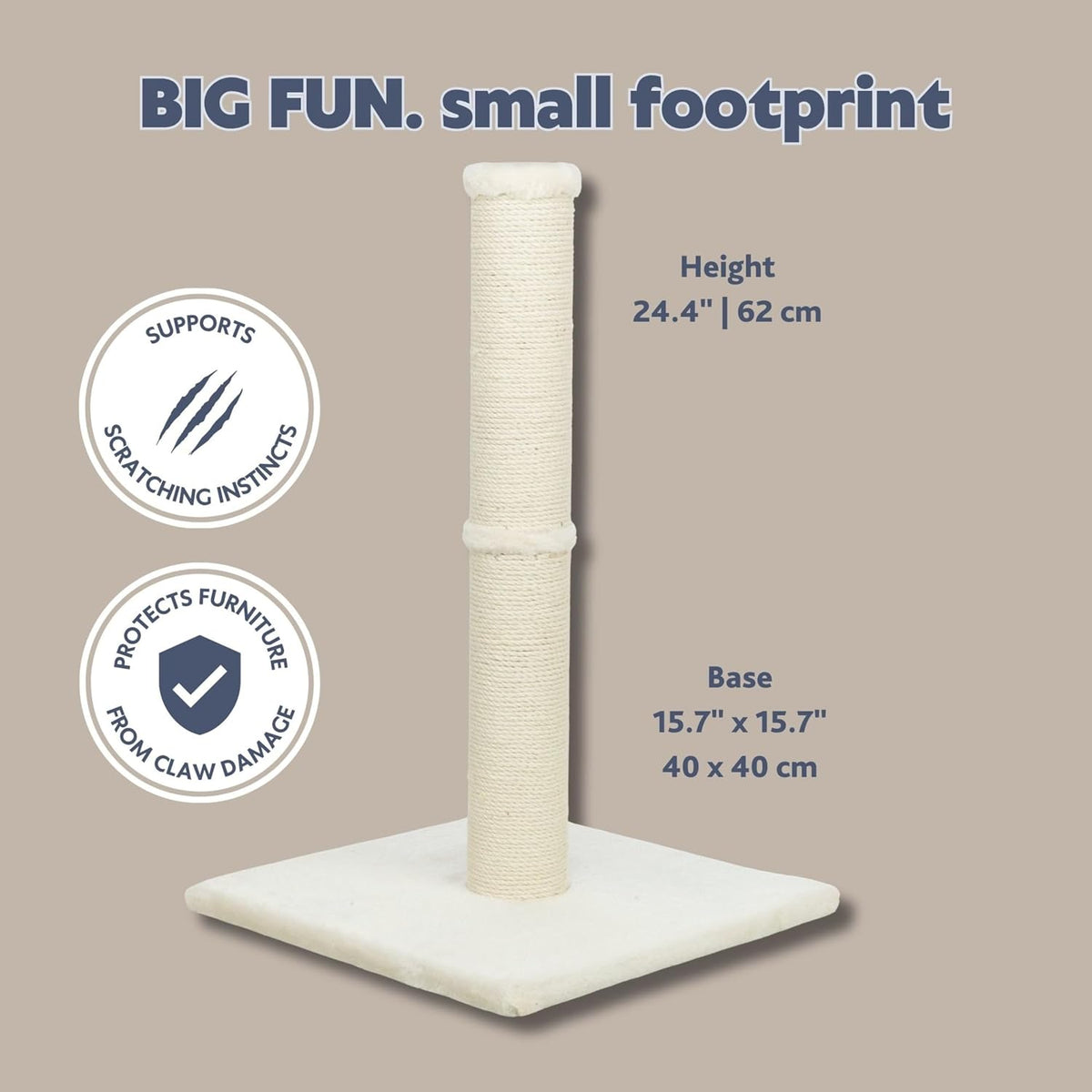 TRIXIE Parla 24.4-in Jute Cat Scratching Post, Beige