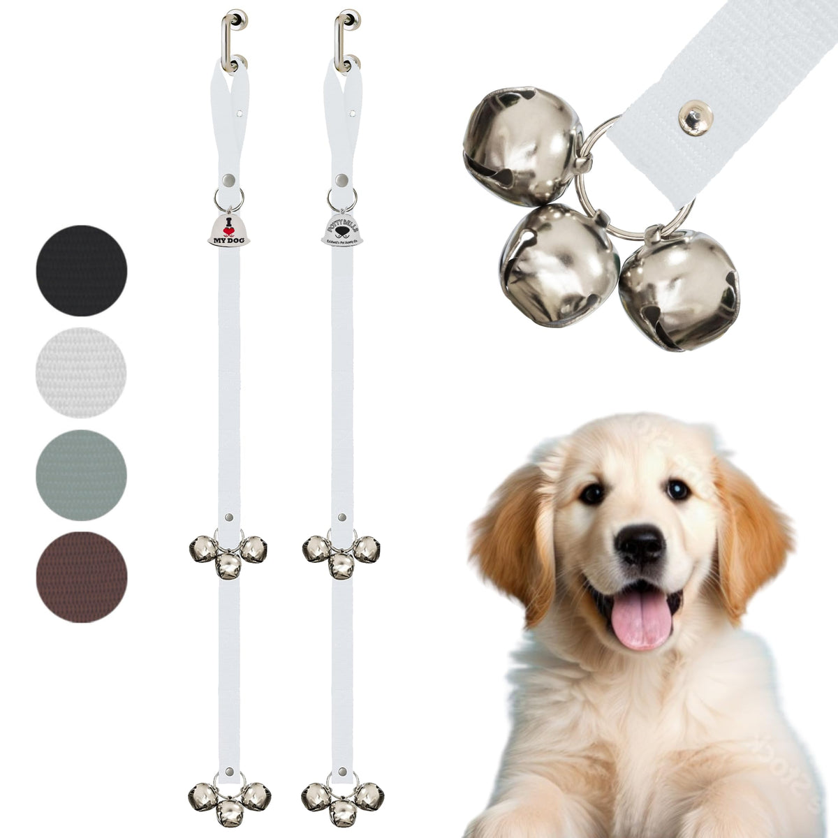 Caldwell's Pet Supply Co. Dog Potty Bells, Dog Door Bell, Bells To Go Outside, Potty Training Bell, Dogs Doorbell, Dogs Potty Doorbell, Ring To Go Pee, All Breed Puppy Training Tool - Black (Set of 2)