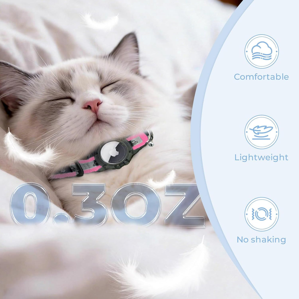 Breakaway AirTag Cat Collar, Reflective Cat Tracker Collar with Bell