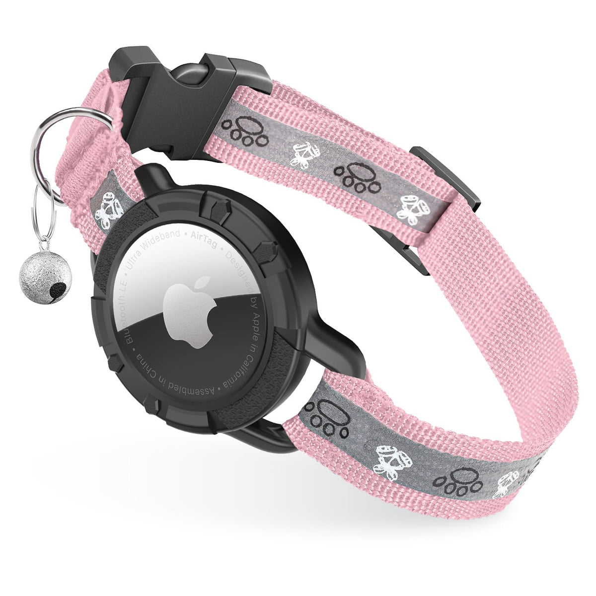 Breakaway AirTag Cat Collar, Reflective Cat Tracker Collar with Bell