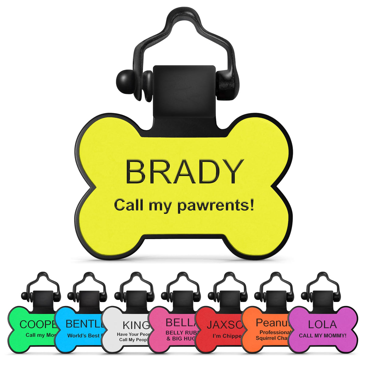 SiliDog - The Original Silicone Silent Dog Tag - Personalized Engraved Soundless Pet ID - As Seen On Shark Tank - Durable - Never Fades - Bone - Blue