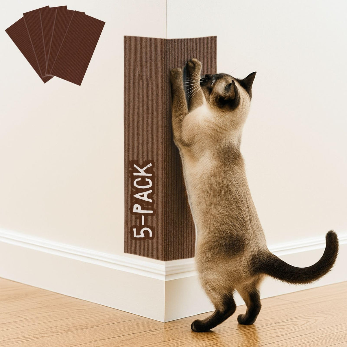 Cat Scratch Mat (3 Pack), 23.6’’ x 11.8’’ Cat Wall Corner Scratcher, Versatile Self-Adhesive Replacement Easy Use for Cat Trees Wall Furniture, Scratching Posts, and Couch Protection (Beige)