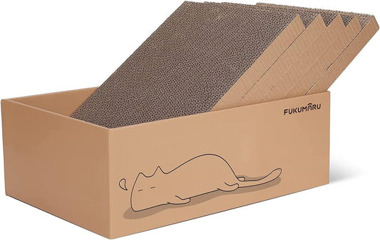 FUKUMARU 5 PCS Cat Scratching Boards, 11.4 Inch Ex-Large Cat Scratcher Box
