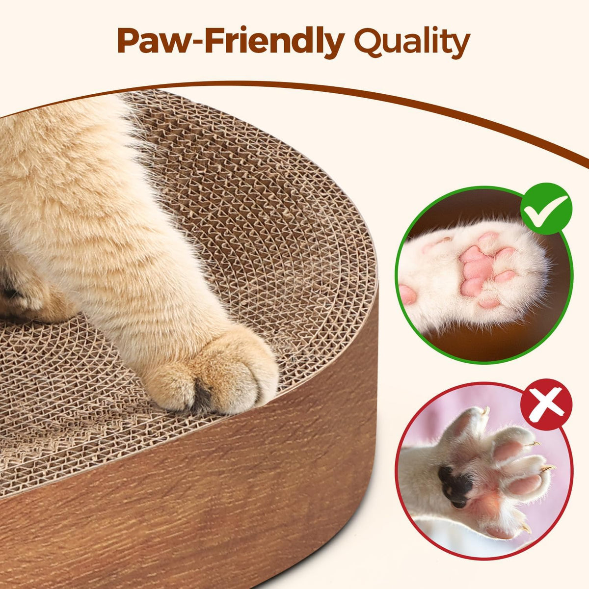 ComSaf Cat Scratcher Bed, Oval Cardboard Scratching Board for Indoor Cats