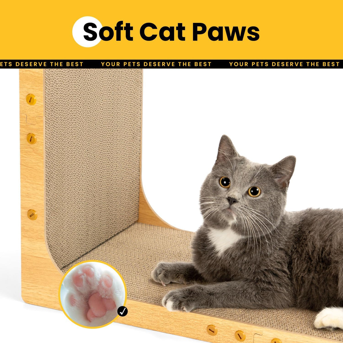 Conlun Cardboard Cat Scratcher, 23" L-Shaped Scratch Pad