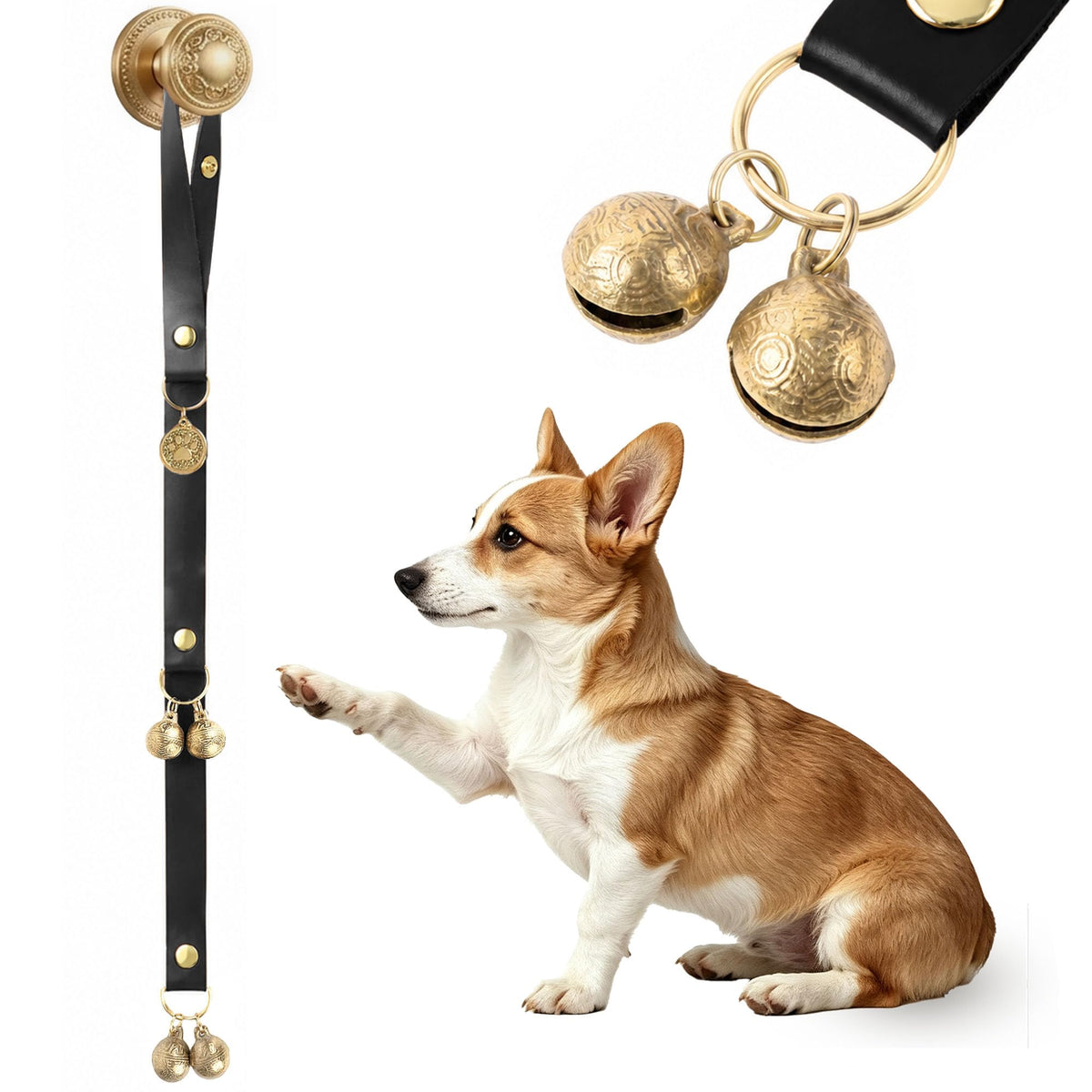Kytely Leather Dog Doorbells to Go Outside, Brass Bells for Potty Training