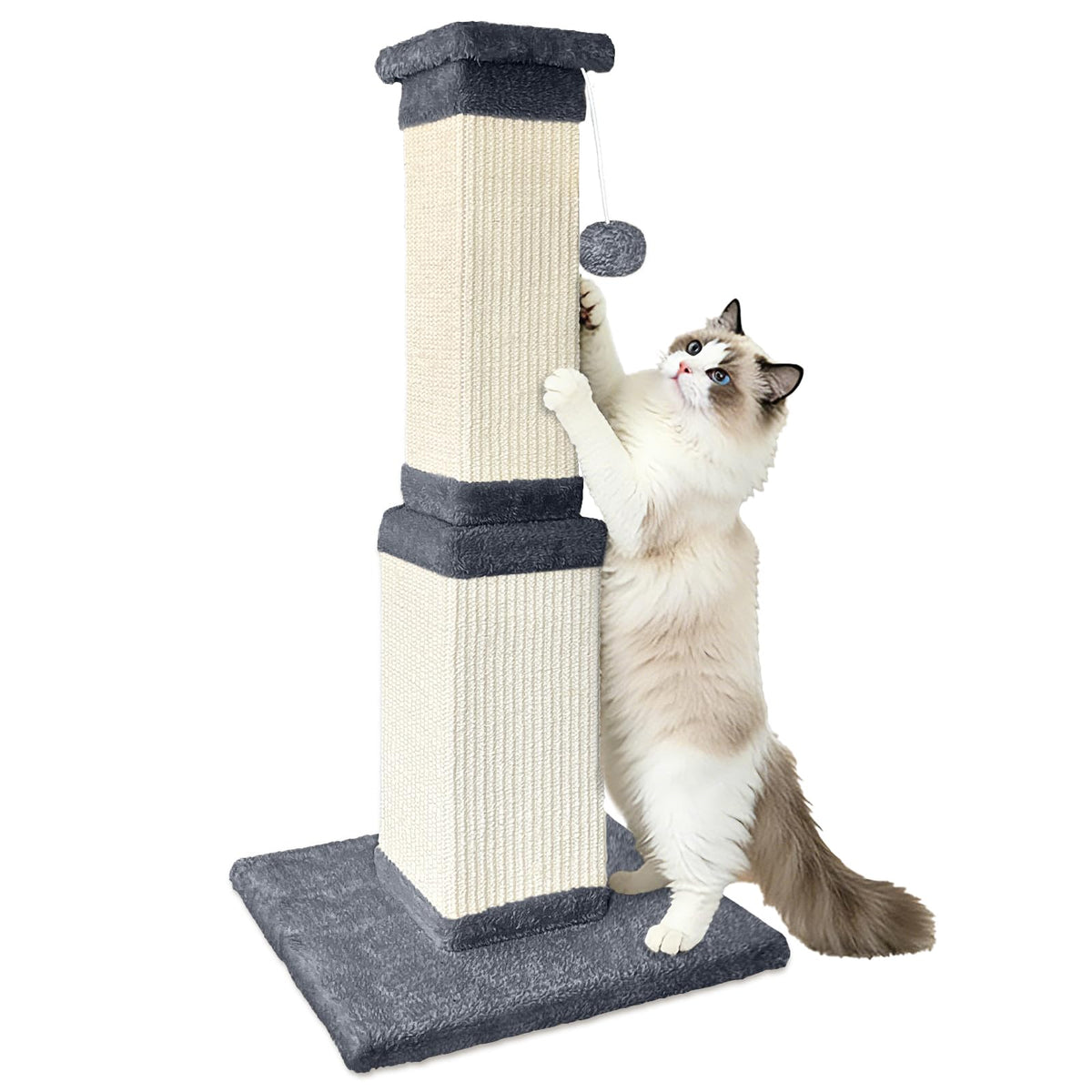 Cat Scratching Post for Indoor Cats, 32Inch Sisal Cat Scratcher, Beige