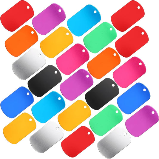 Ferraycle 100 Pieces Aluminum Dog Tags Blank Engraving, Rich Color