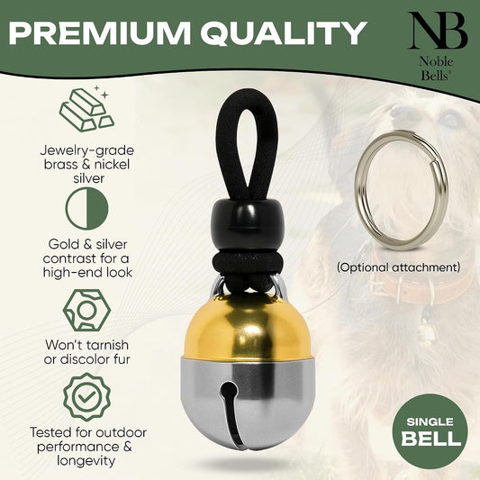 Noble Bells Handmade in USA, Extra Loud Collar Bell for Cat or Dog, Large