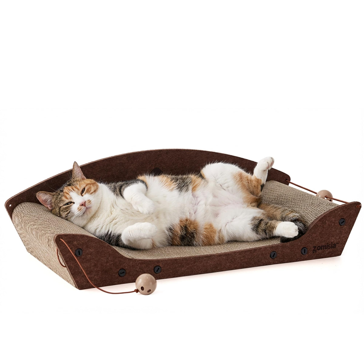 ZOMISIA 26'' Cardboard Cat Scratcher Bed for Indoor Cats, 1PC, Brown