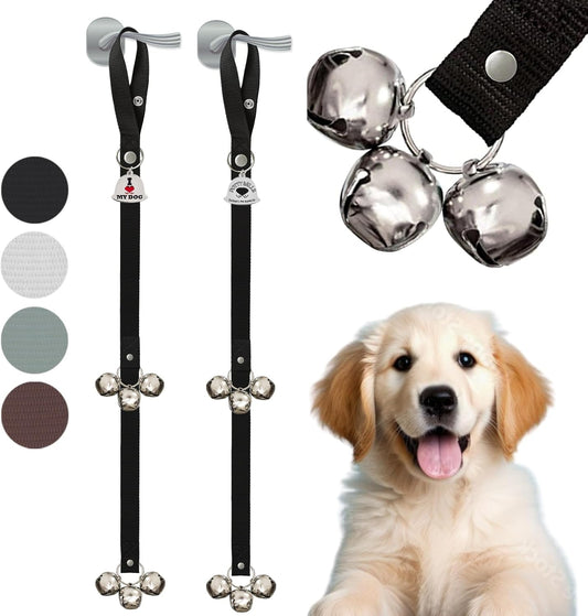 Caldwell's Pet Supply Co. Dog Potty Bells, Dog Door Bell, Bells To Go Outside, Potty Training Bell, Dogs Doorbell, Dogs Potty Doorbell, Ring To Go Pee, All Breed Puppy Training Tool - Black (Set of 2)